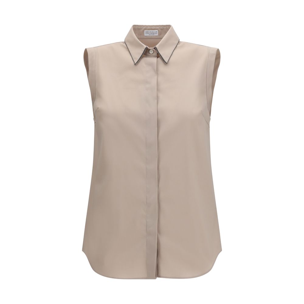 Cotton Sleeveless Shirt — Beige