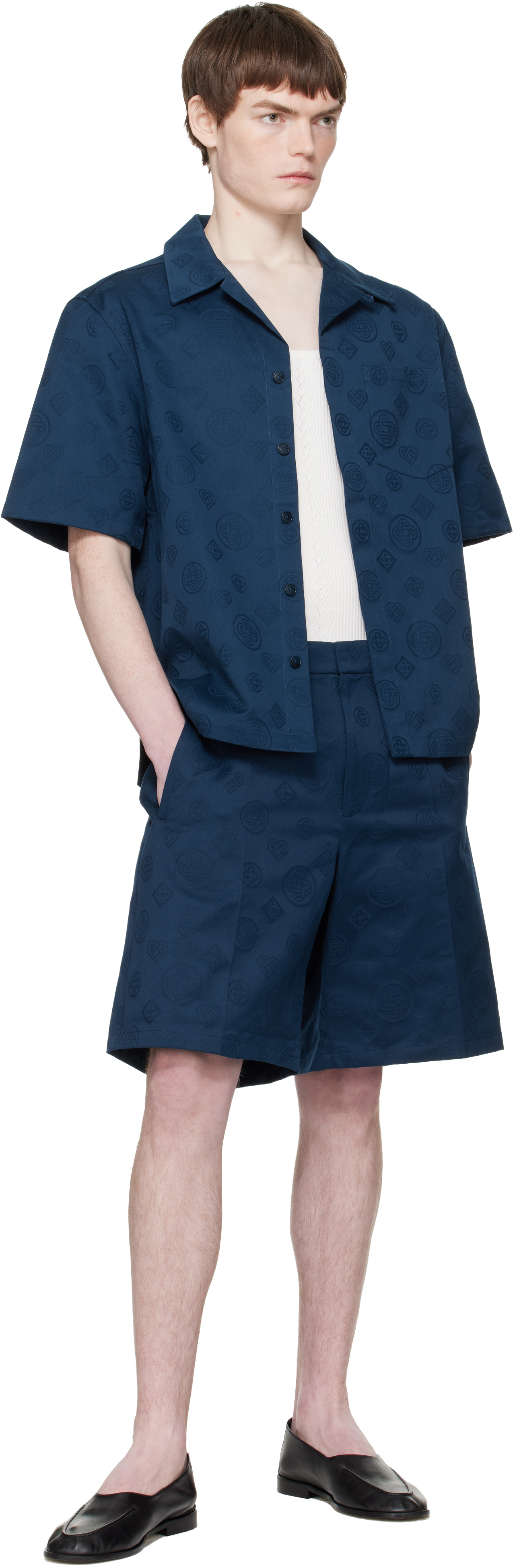 Navy Monogram Shorts