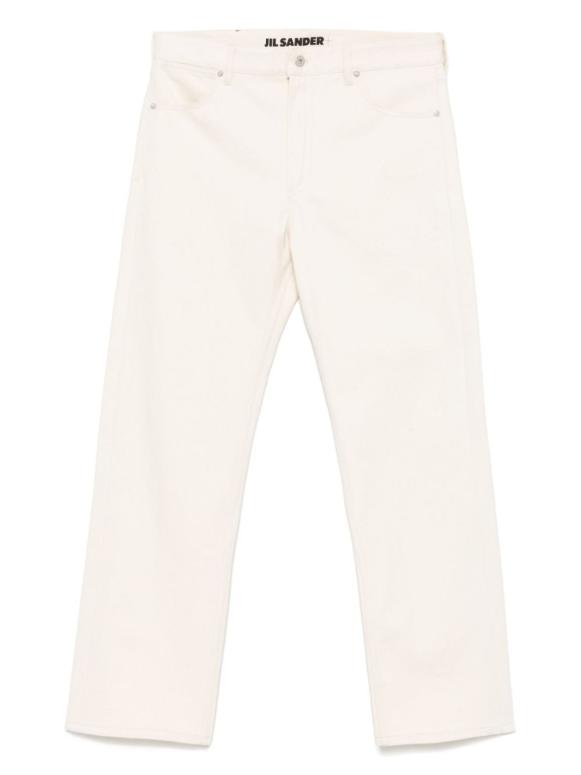 Beige Straight Leg Jeans