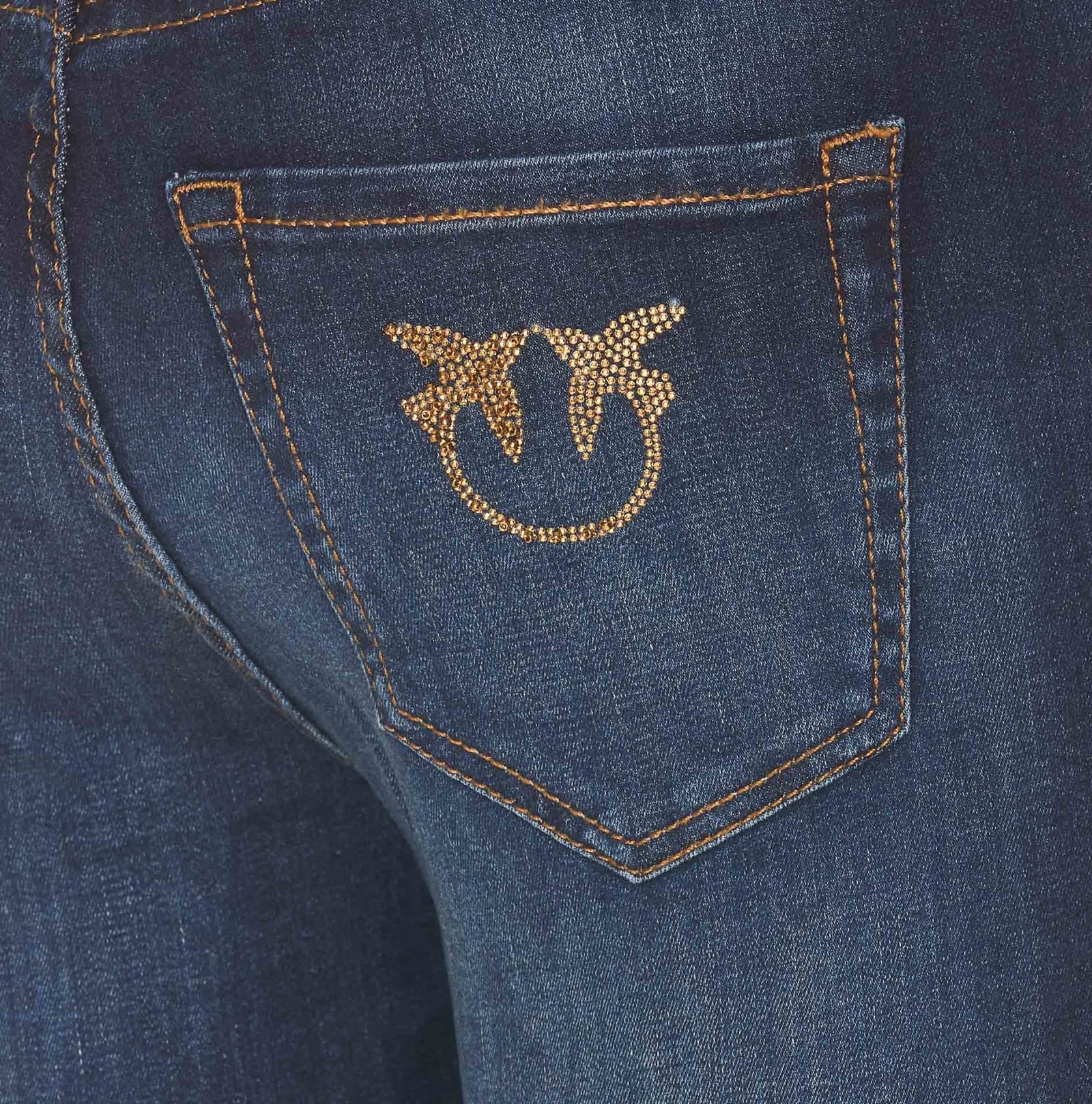 Logo-appliqué cropped skinny jeans - Blue