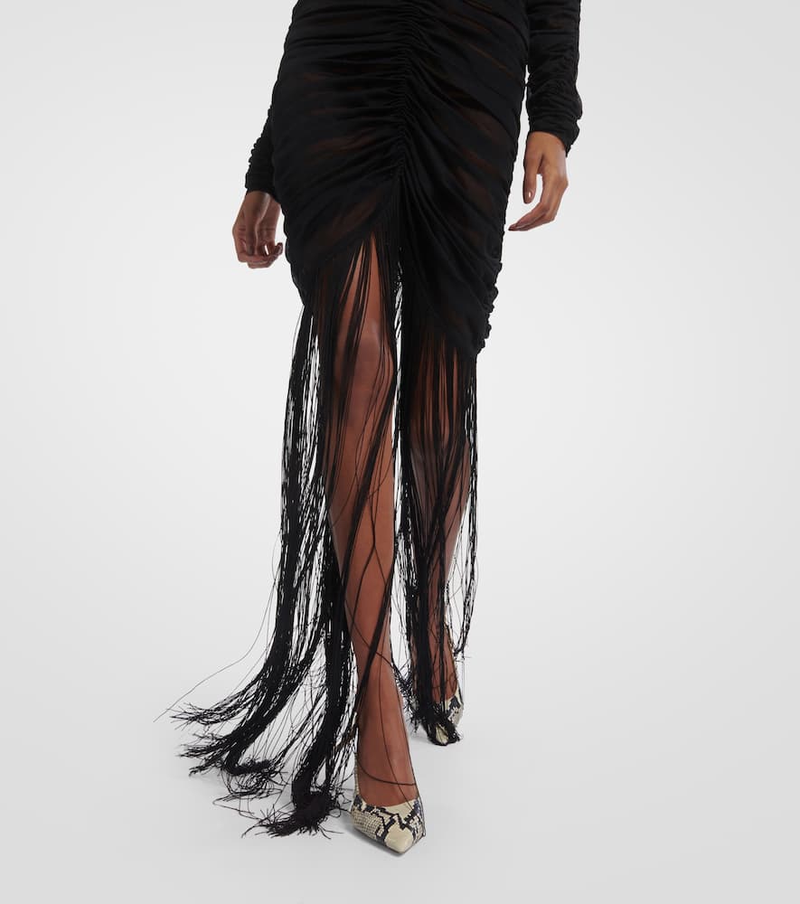 Guisa fringed silk-blend maxi dress