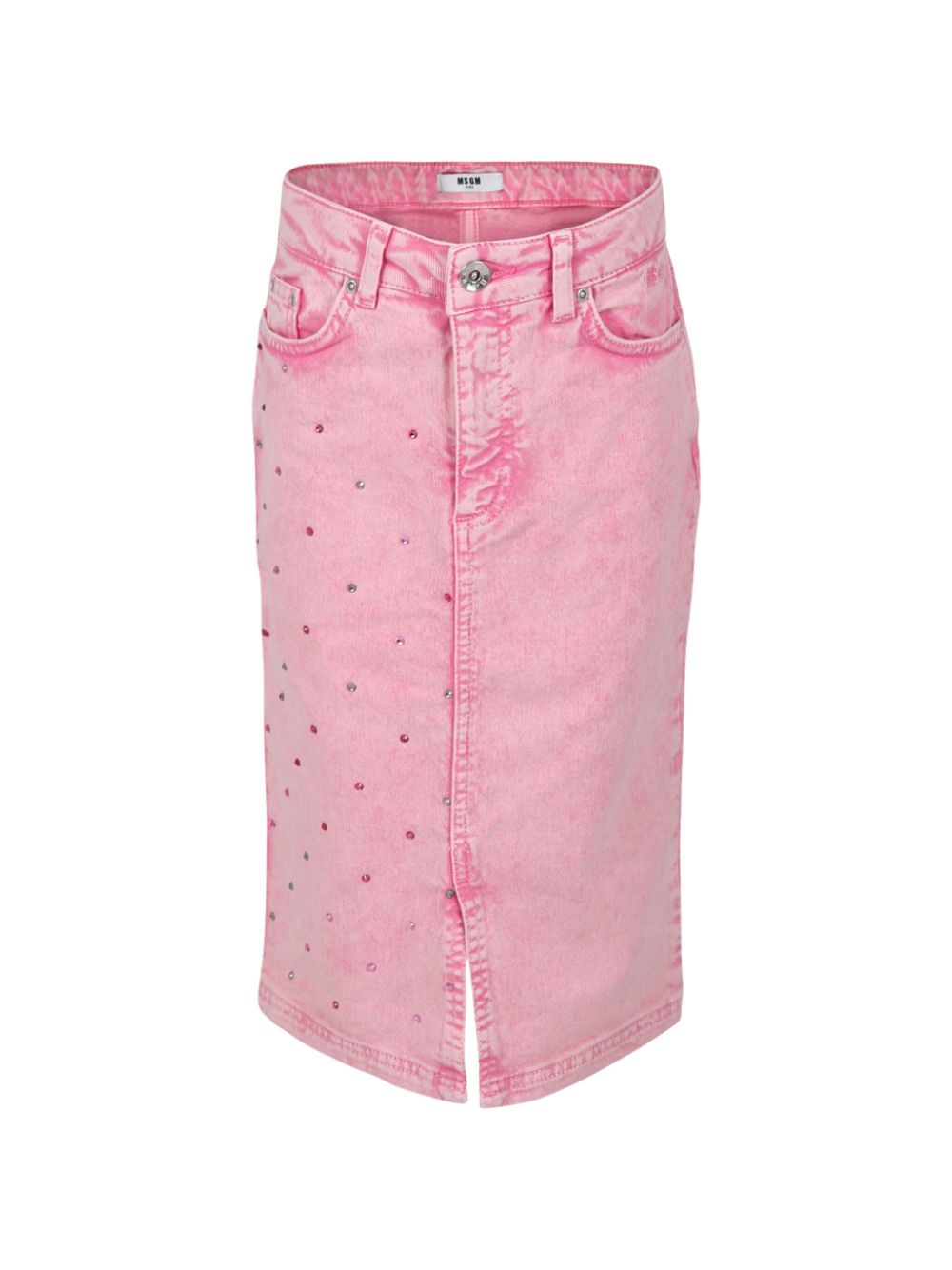 Crystal-embellished denim skirt - Pink