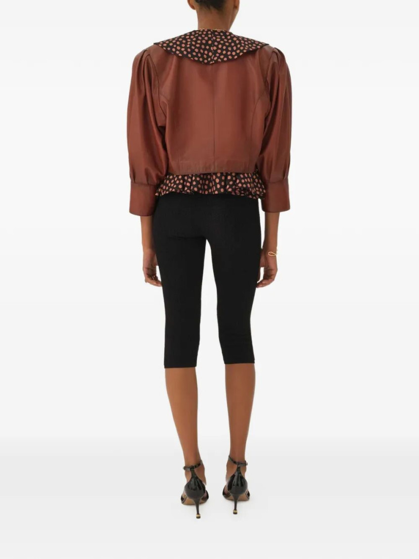 Cropped Collarless Jacket In PlongÉ Nappa Leather