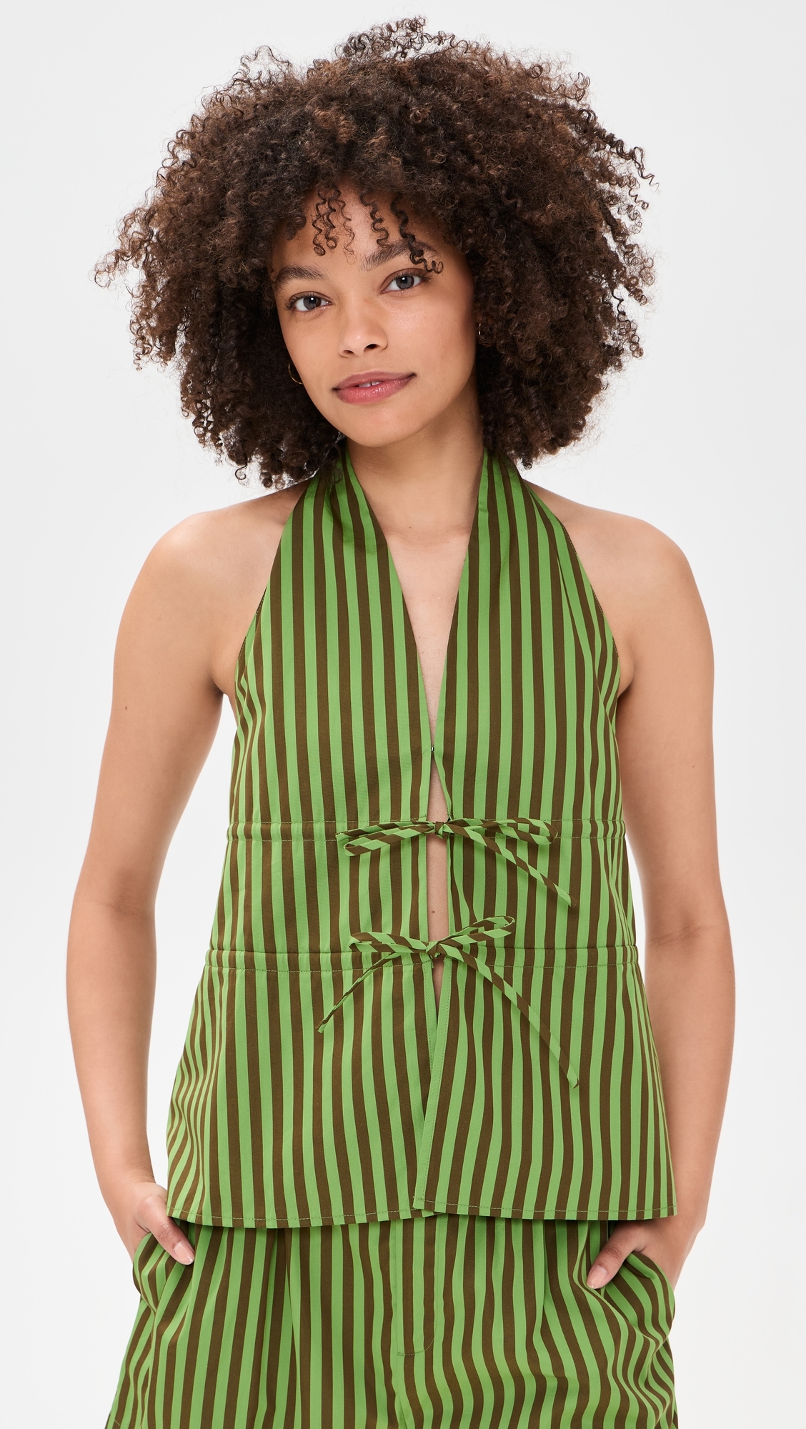 Amira Stripe Top Green Stripe