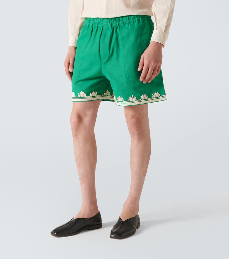 Ripple embroidered cotton shorts