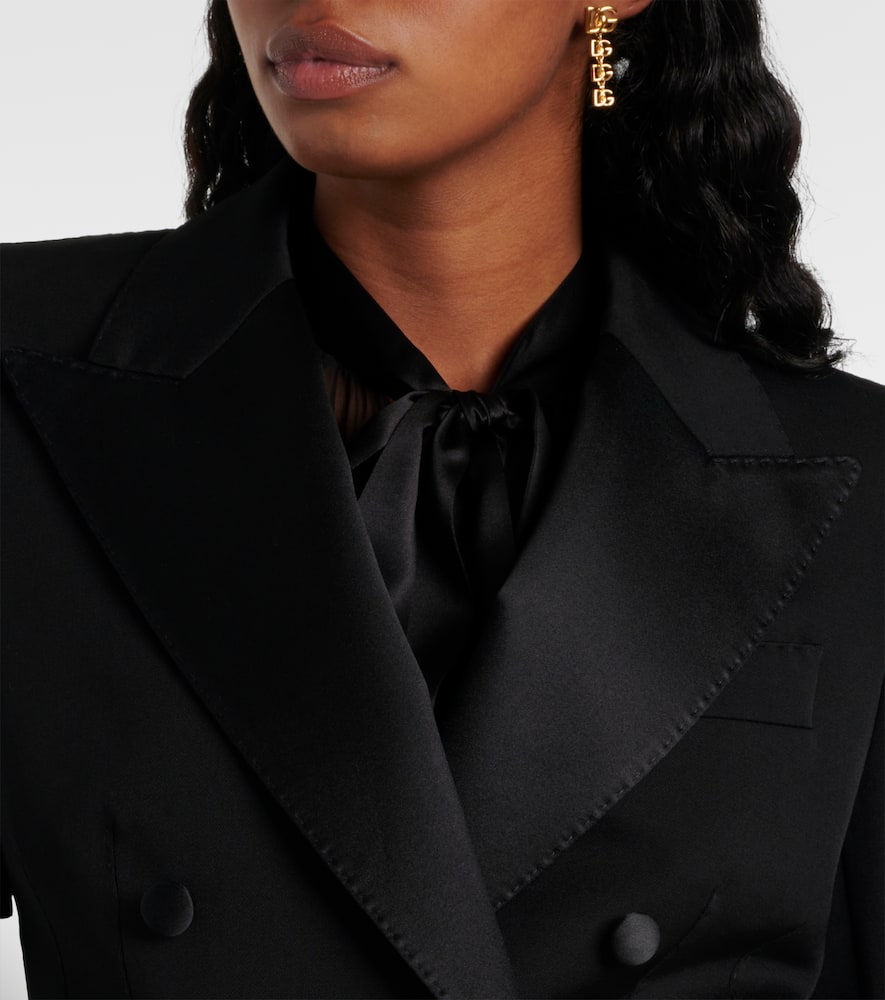 Cropped cotton-blend tuxedo jacket