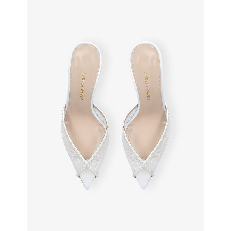 Womens Katy 75 Lace and Satin Heeled Mules