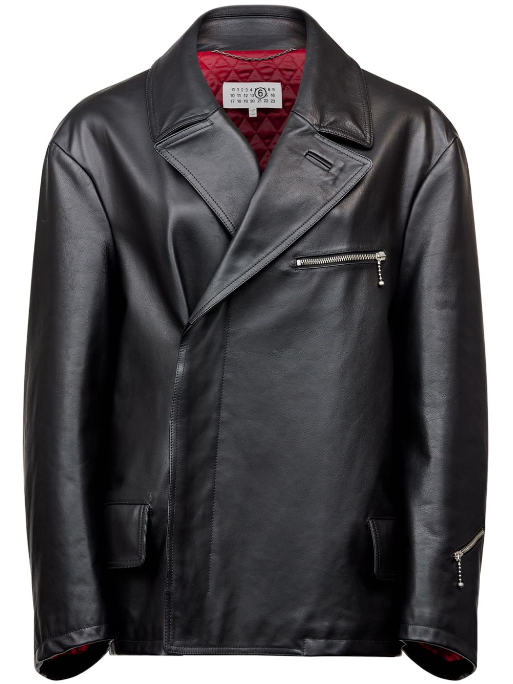 Zip-detailing leather jacket - Black
