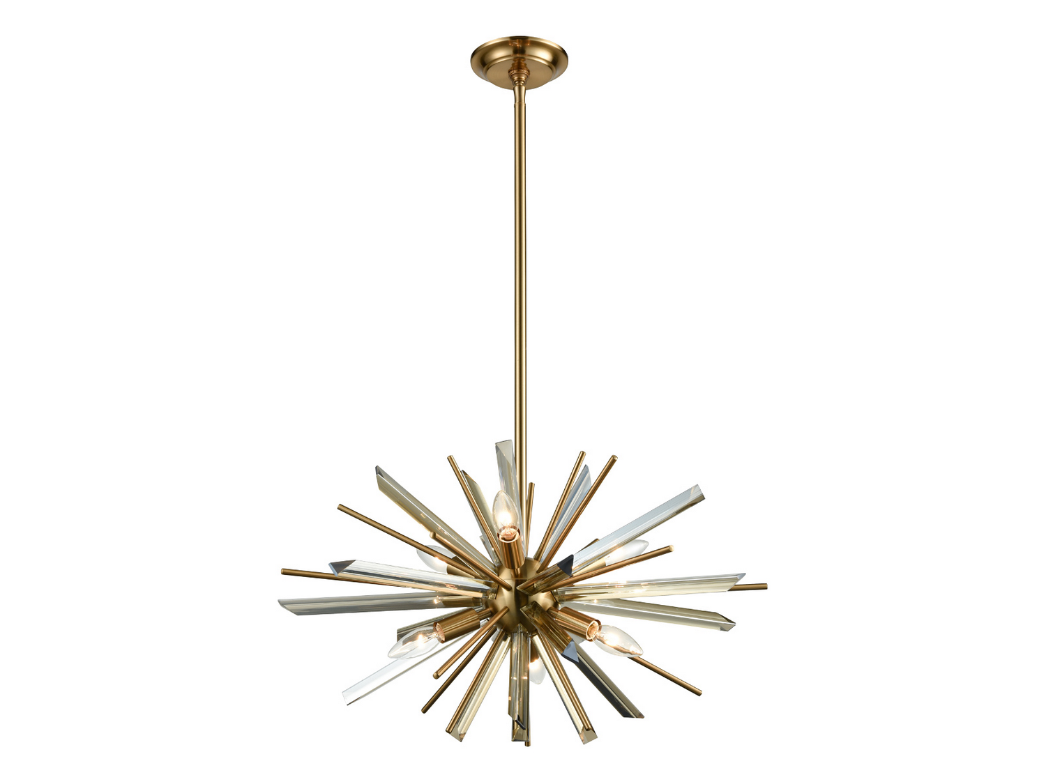 Palisades Ave. 6-Light Chandelier in Antique Brass With Champagne Gla