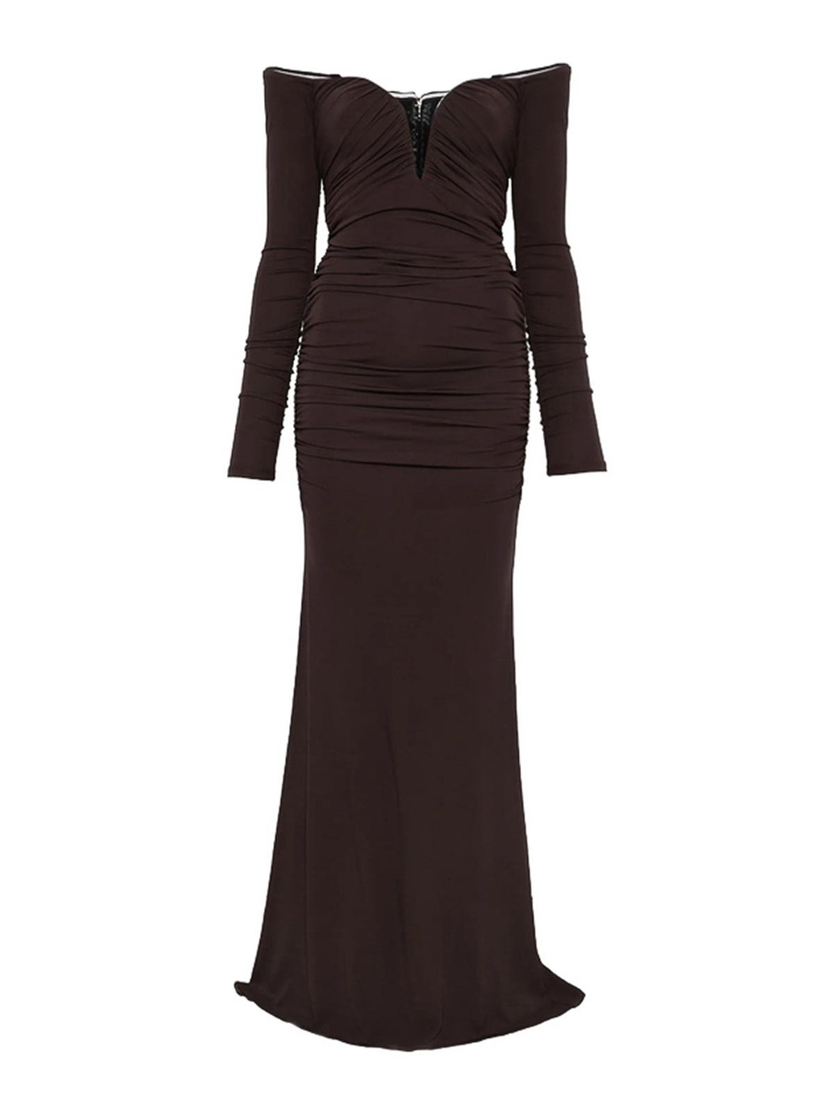 Off-the-shoulder Gathered Maxi Dress