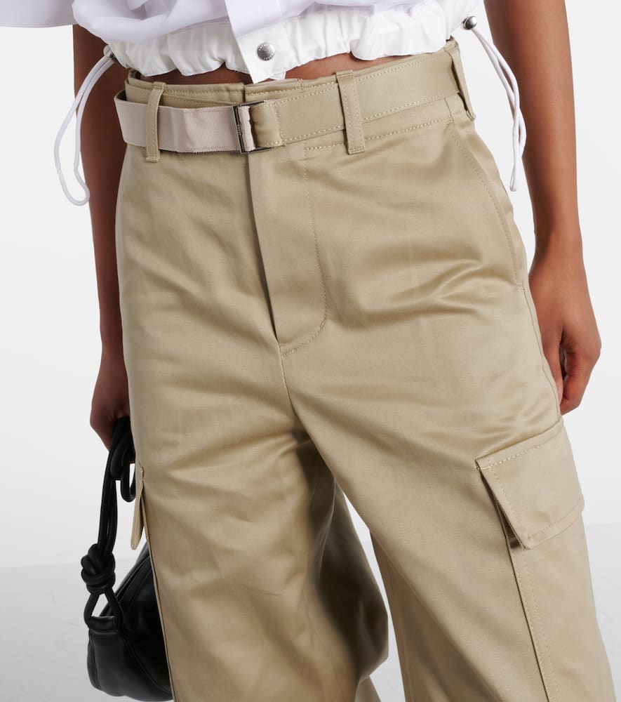 High-rise cotton gabardine straight pants