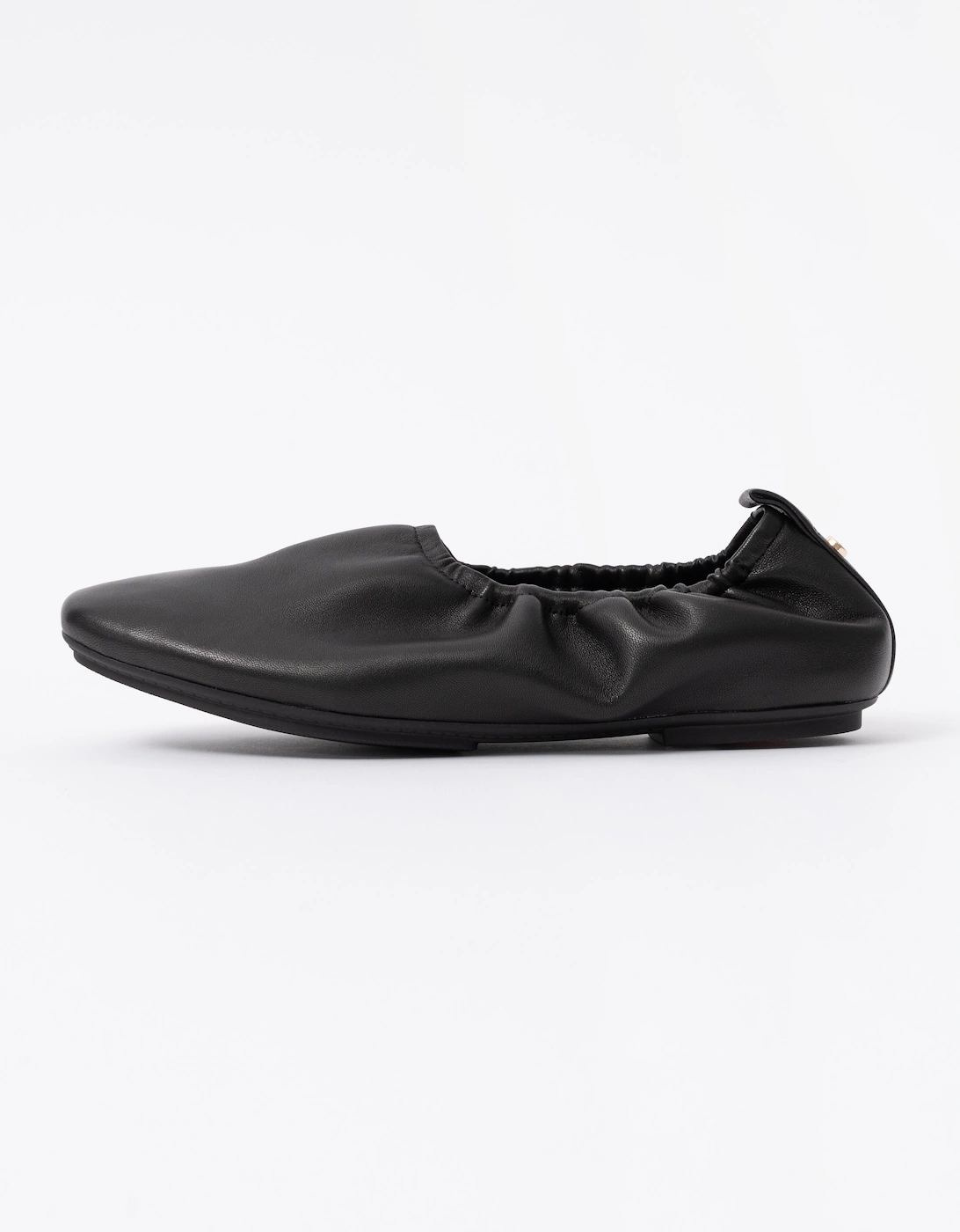Women's FitFlop Delicato Poise Womens Leather Ballerina Shoes - All Black