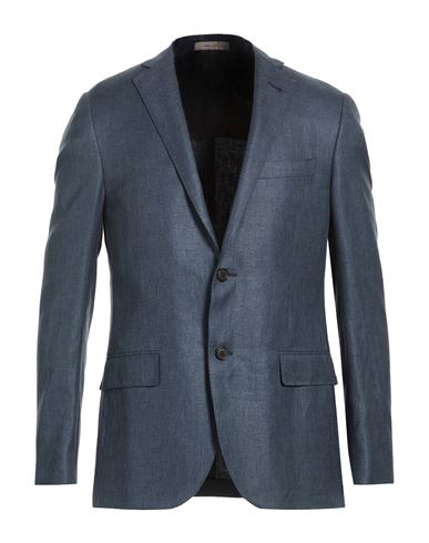 Man Blazer Blue Size 40 Virgin Wool, Linen, Silk