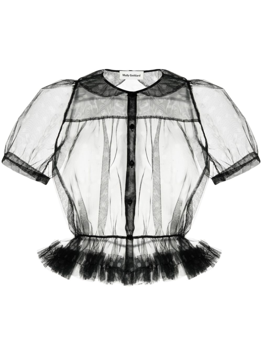 Ruffled polka-dot tulle shirt - Yellow