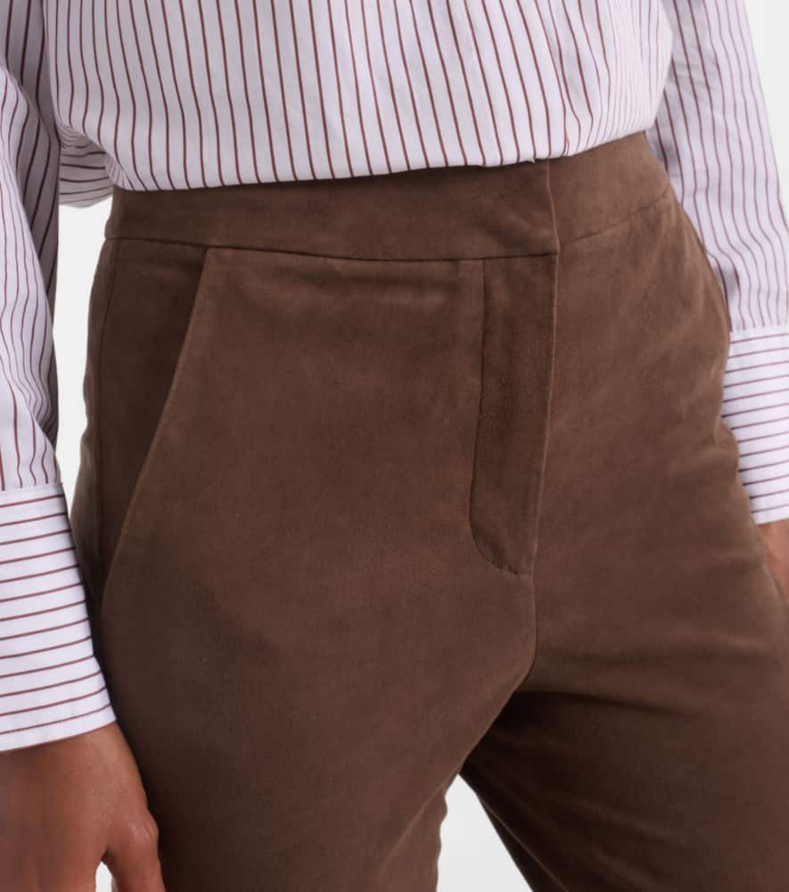 Gracie high-rise suede flared pants