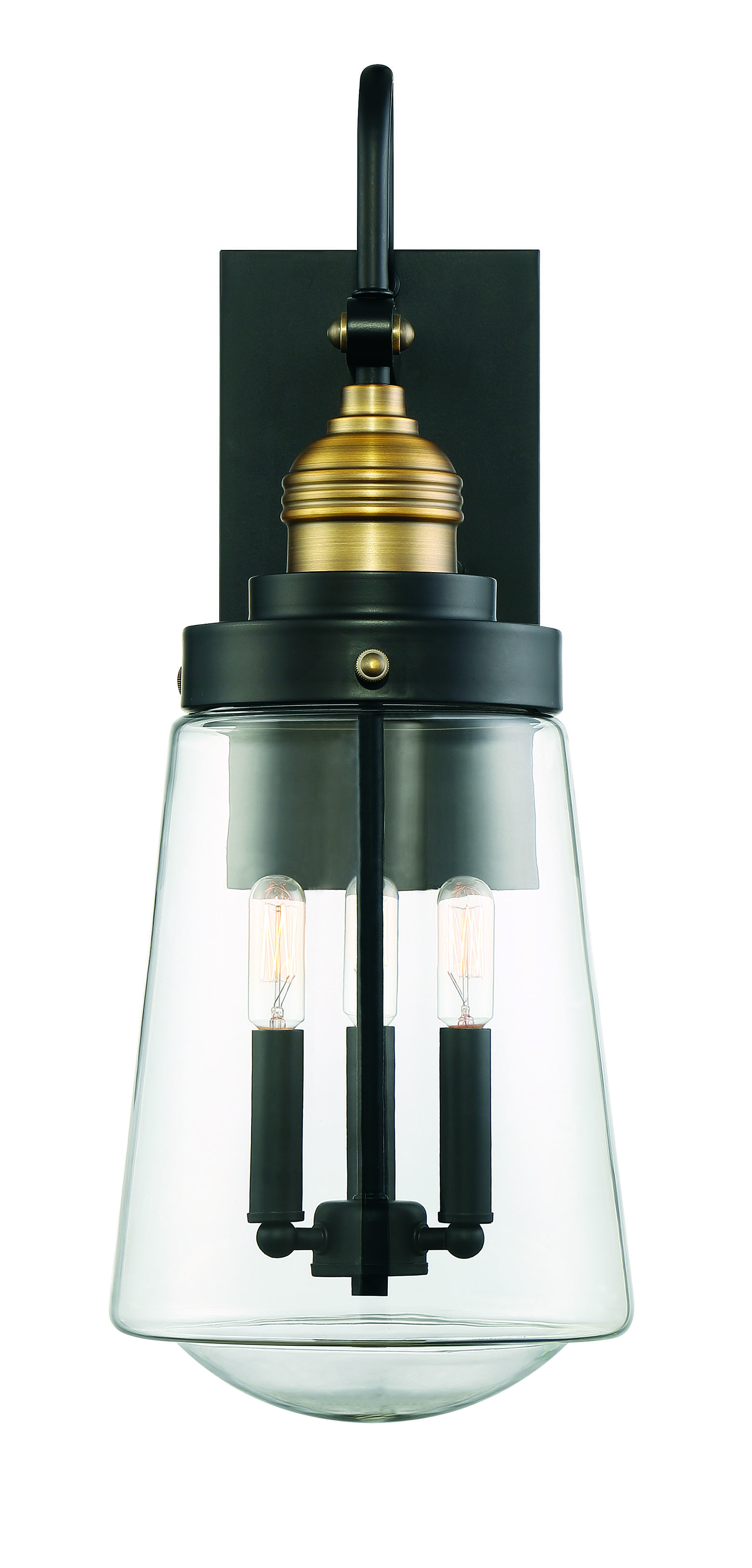 Savoy House Macauley 23.5" 3-Light Outdoor Wall Lantern in Black/Bras