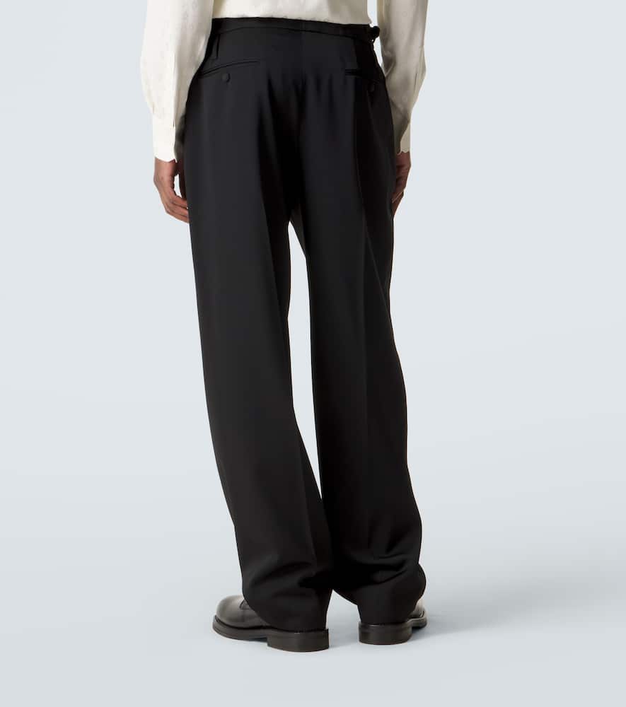 Virgin wool gabardine wide-leg pants