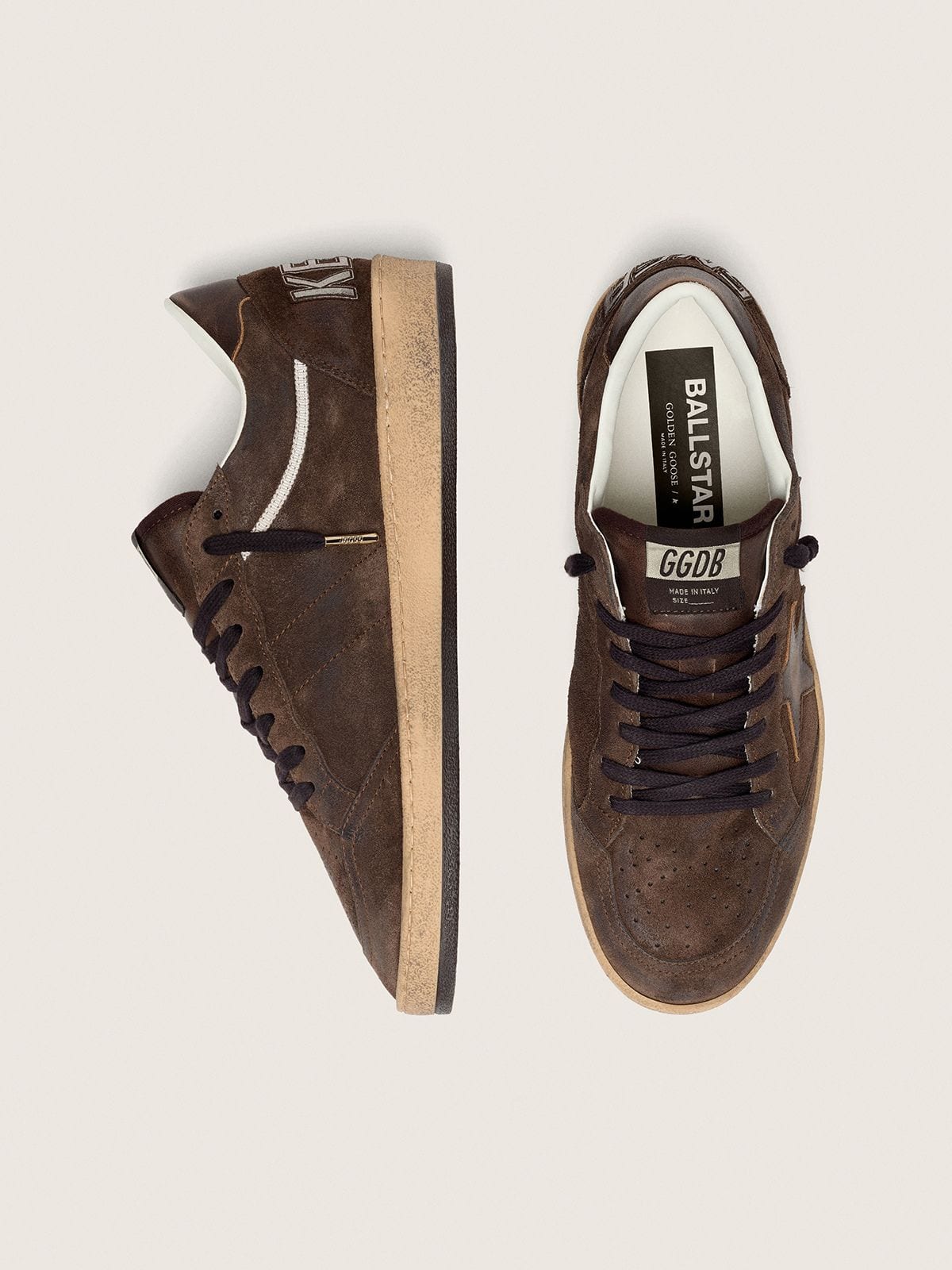 Golden Goose - Men's Ball Star In Brown Suede With Brown Leather Star And Heel Tab, Man