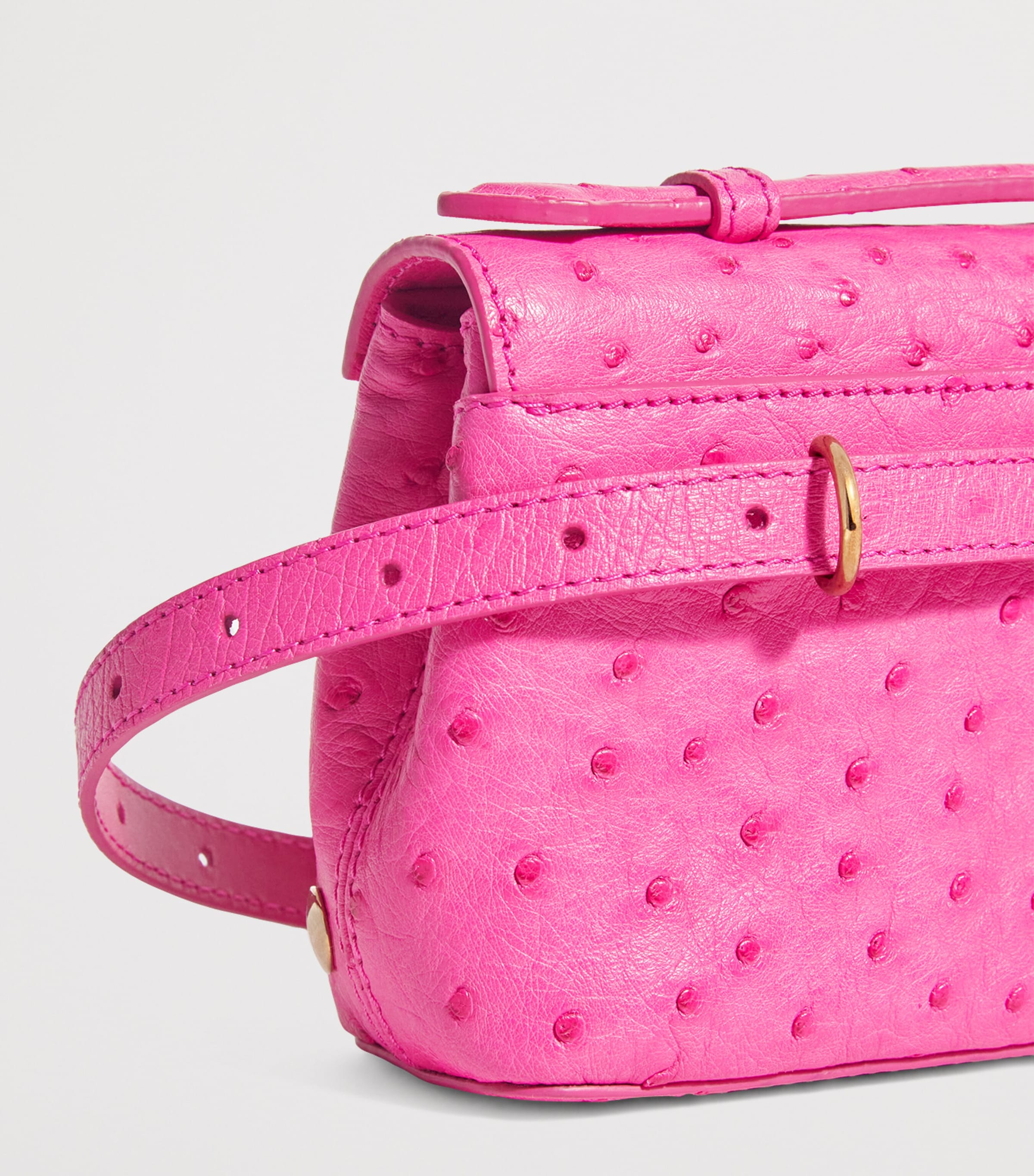 Analeena Ostrich Leather Top-Handle Bag