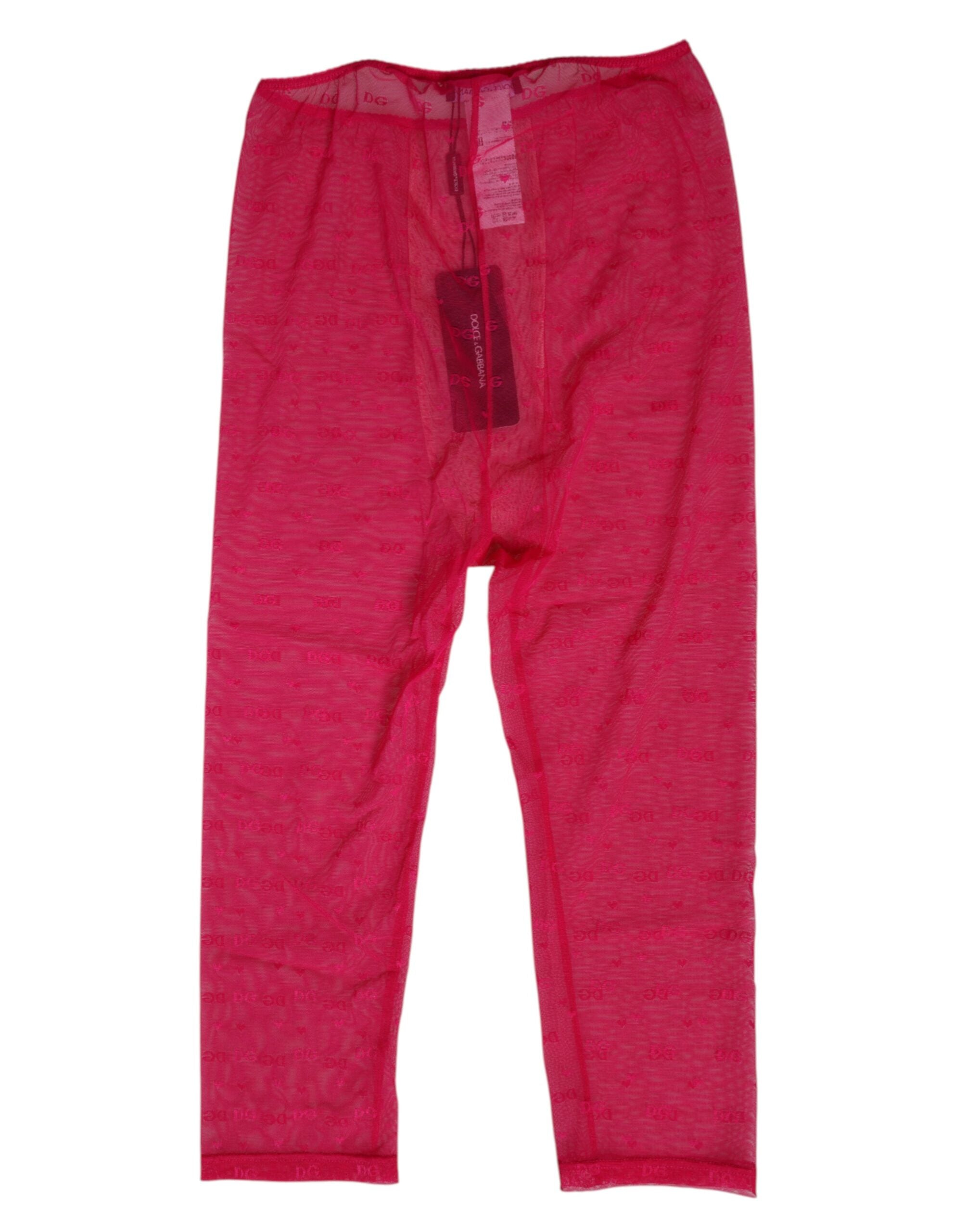 Logo-Patterned Lace Leggings — Pink