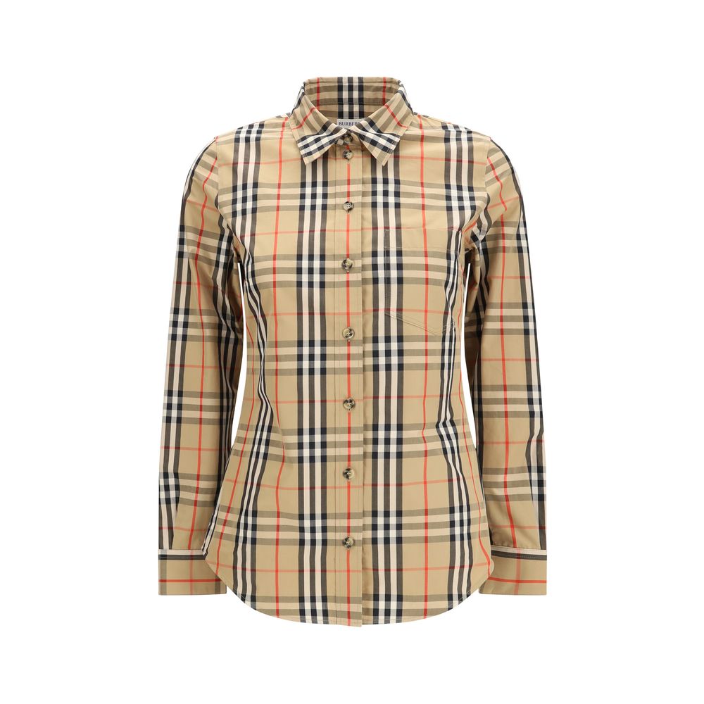 Check Cotton Shirt — Beige
