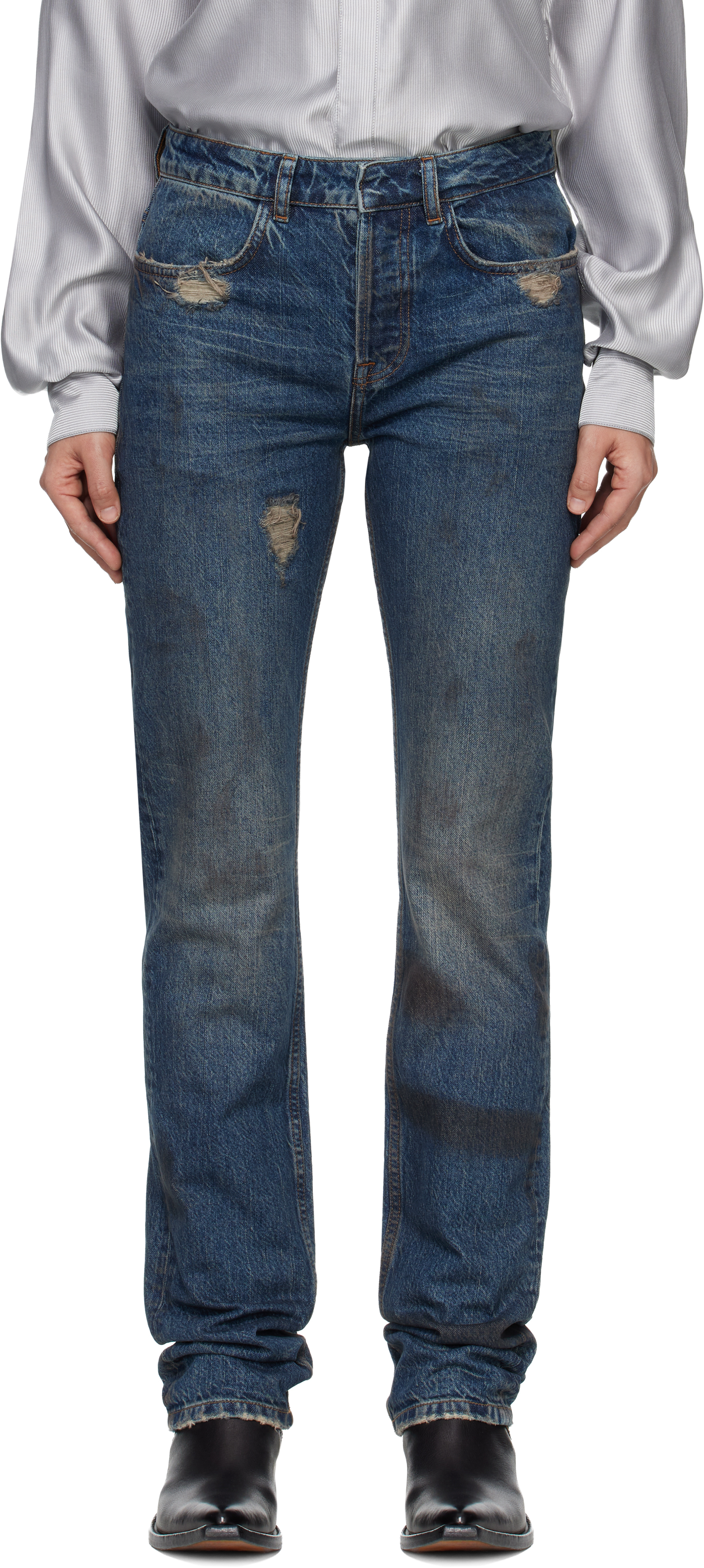 Blue Washed Denim Jeans