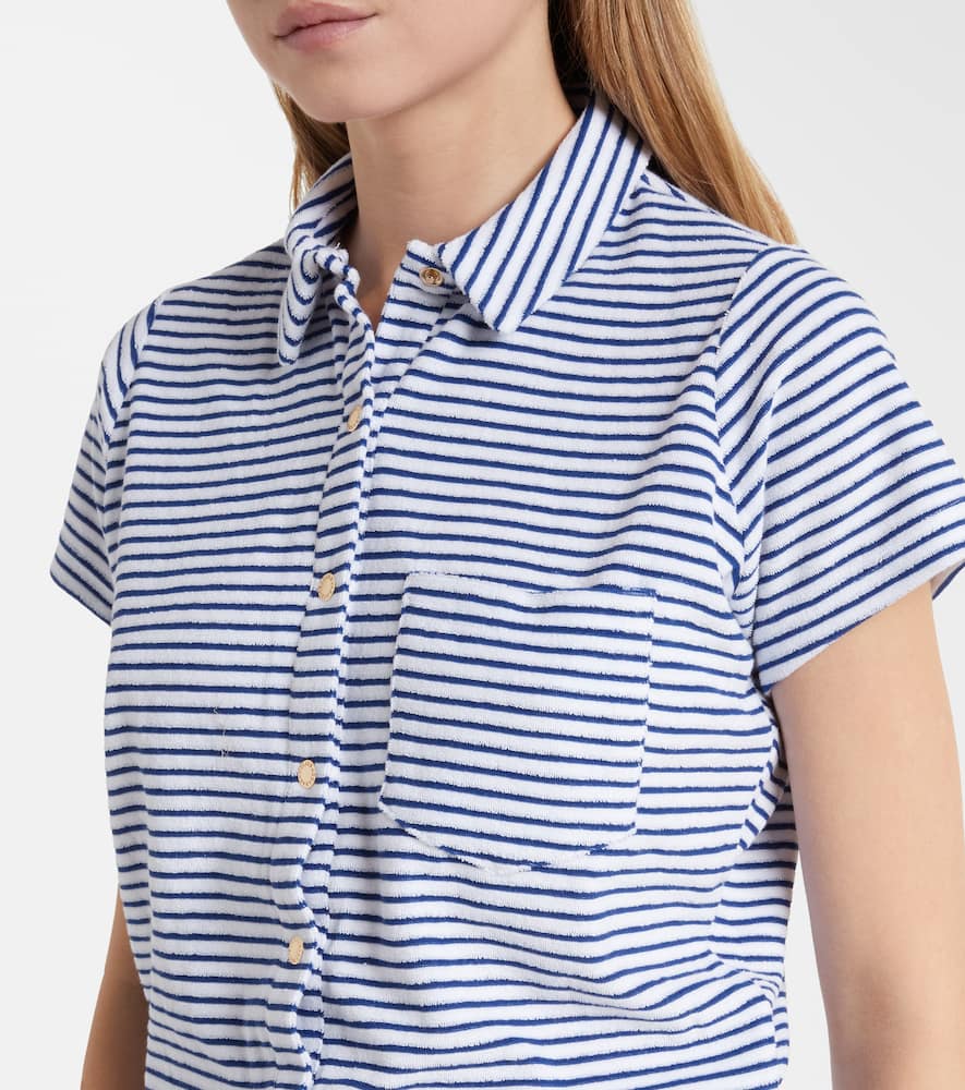 Cheryl striped cotton-blend romper