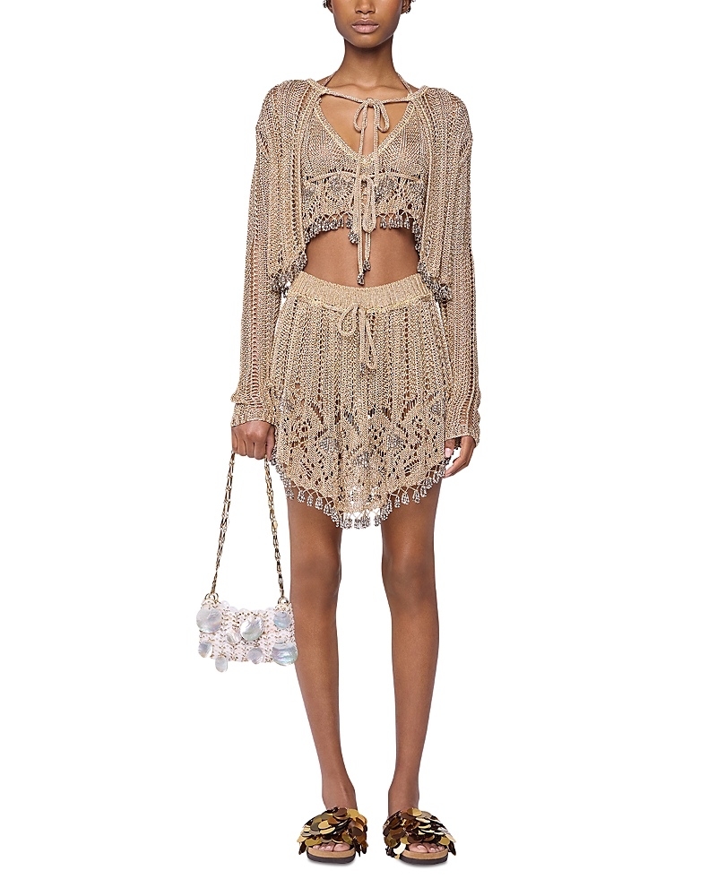 Rabanne crochet-knit cardigan - Gold