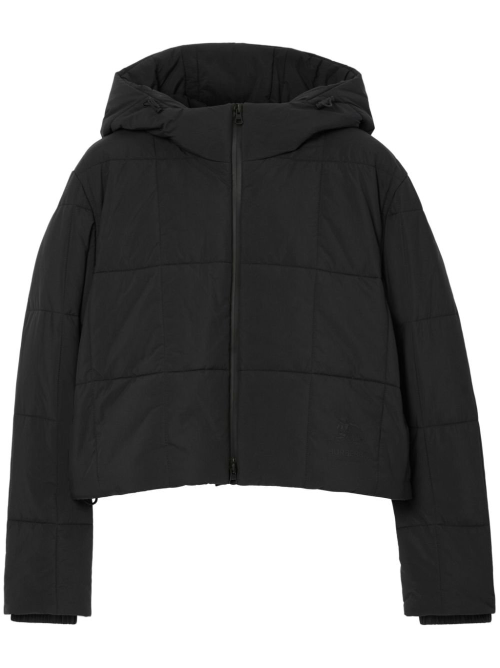 Hooded cropped quilted jacket - Black