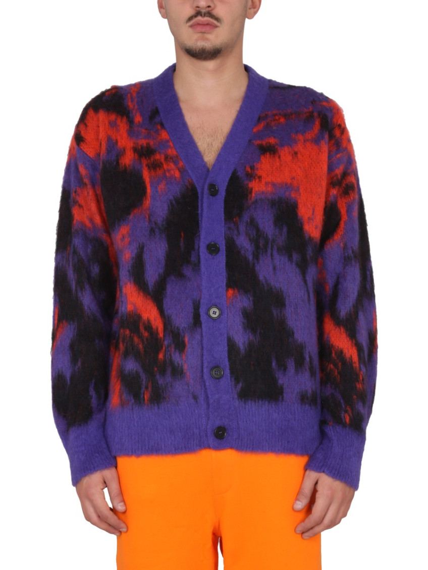 MSGM - v-neck ribbed cardigan bold pattern