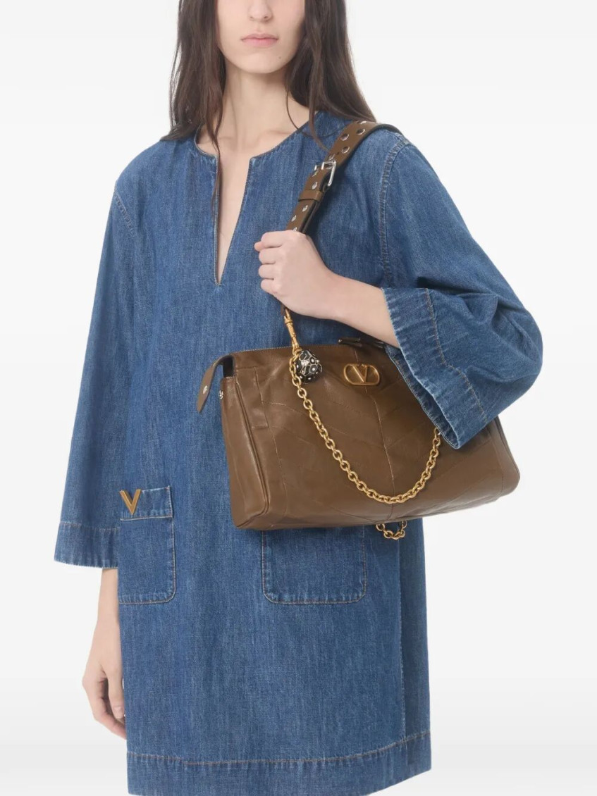 V-Neck Denim Minidress
