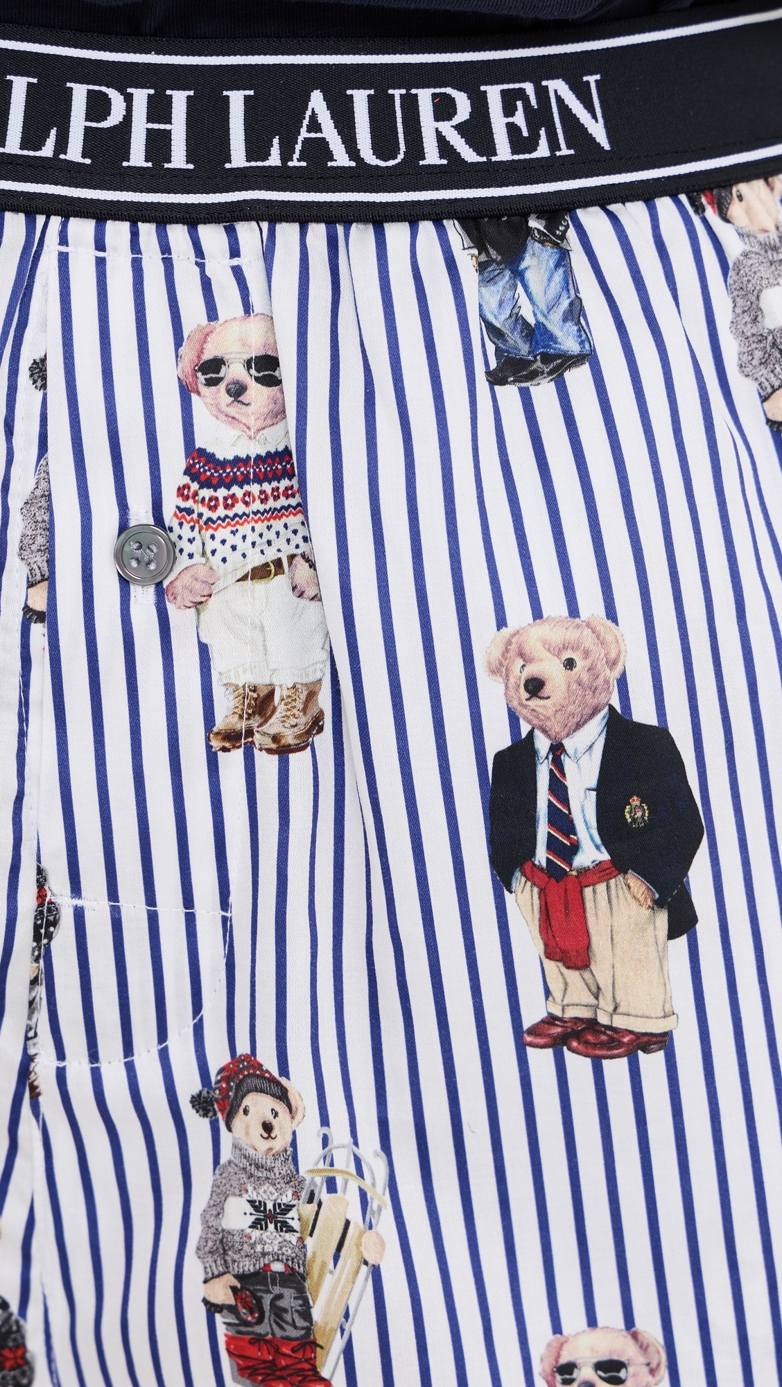 Polo Bear Motif Sleep Boxers Snowfall Blue