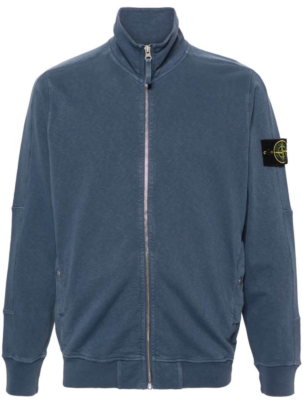 Compass-badge zipped-up cardigan - Grey
