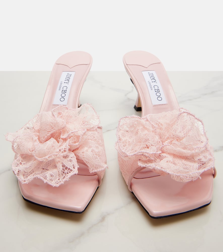 Skye Corsage floral-appliqué lace mules