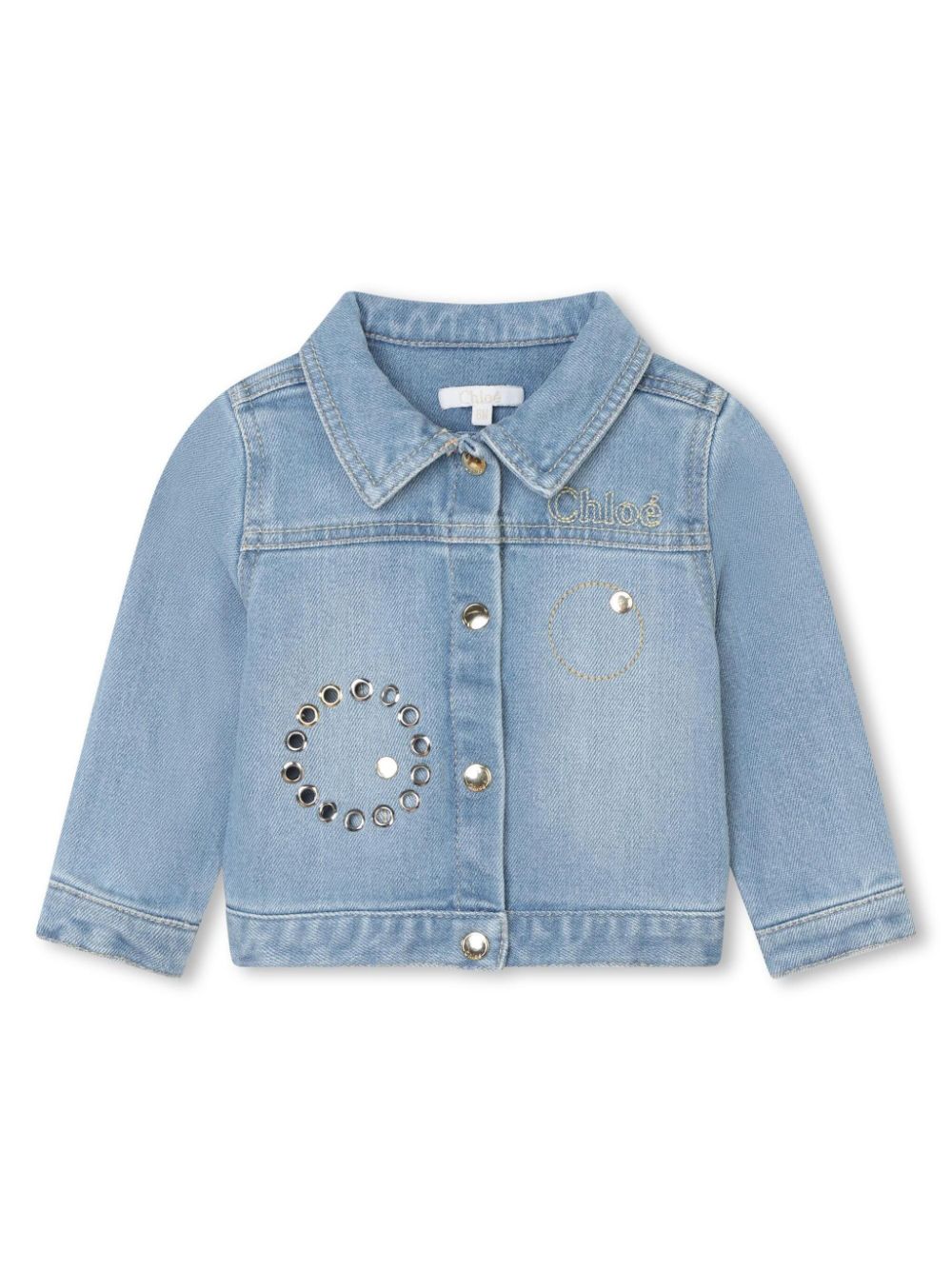 Eyelet-detail denim jacket - Blue