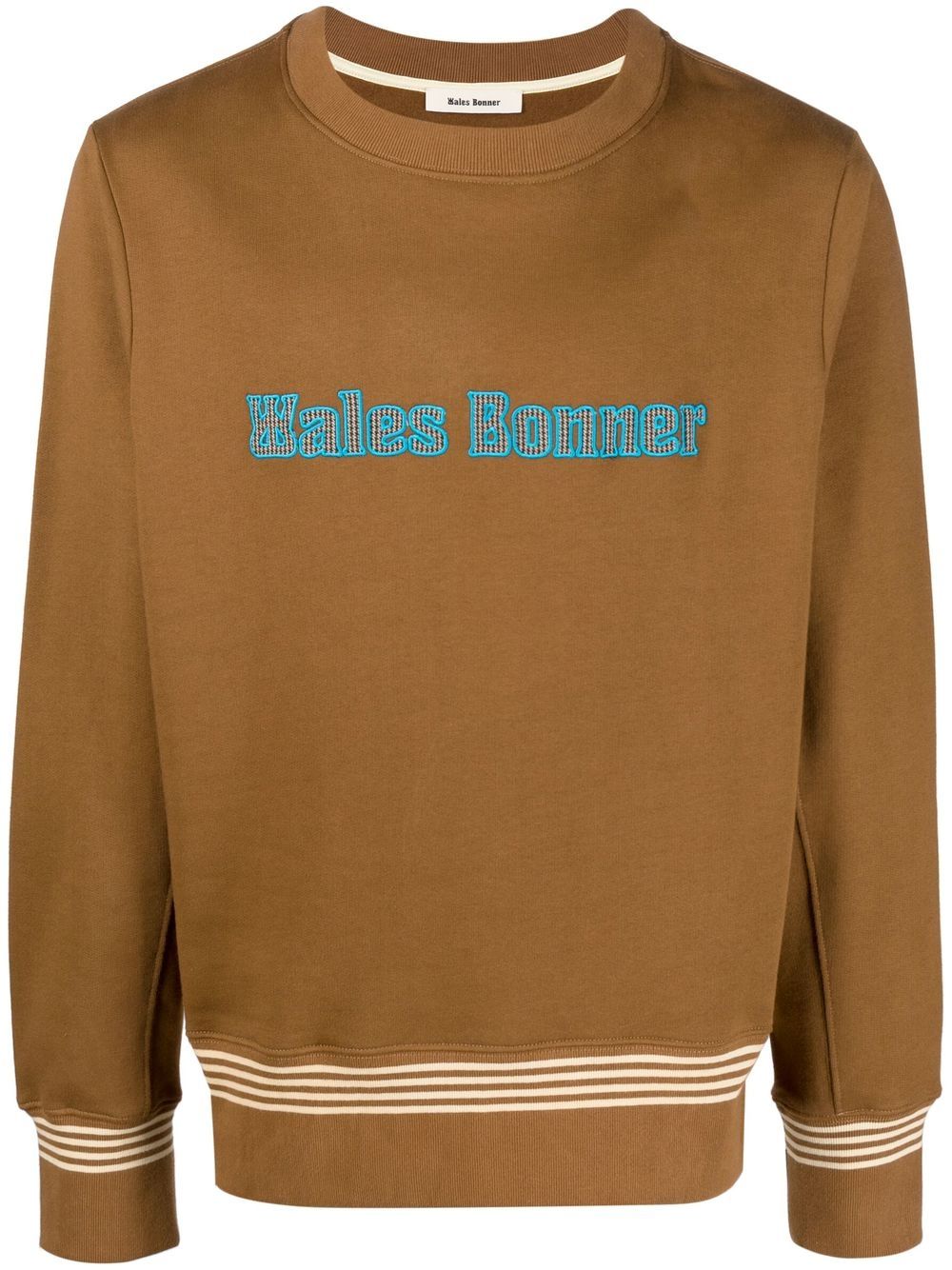Embroidered-logo crew neck sweatshirt - Brown