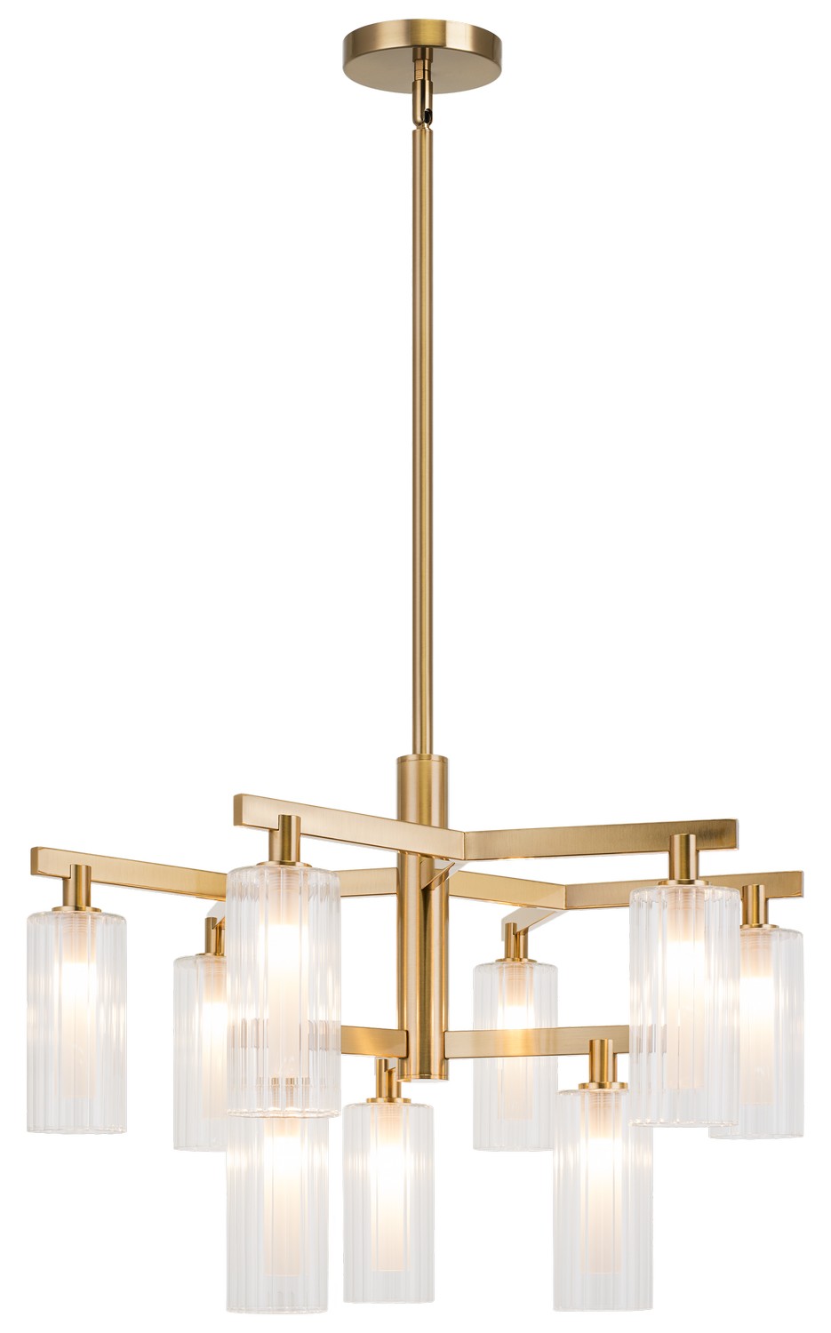 Aged Gold Brass Nine Light Chandelier from the Kristof Collection