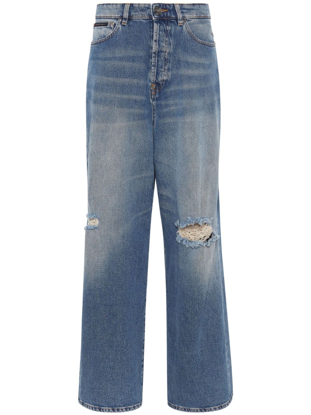 Distressed cropped jeans - Black