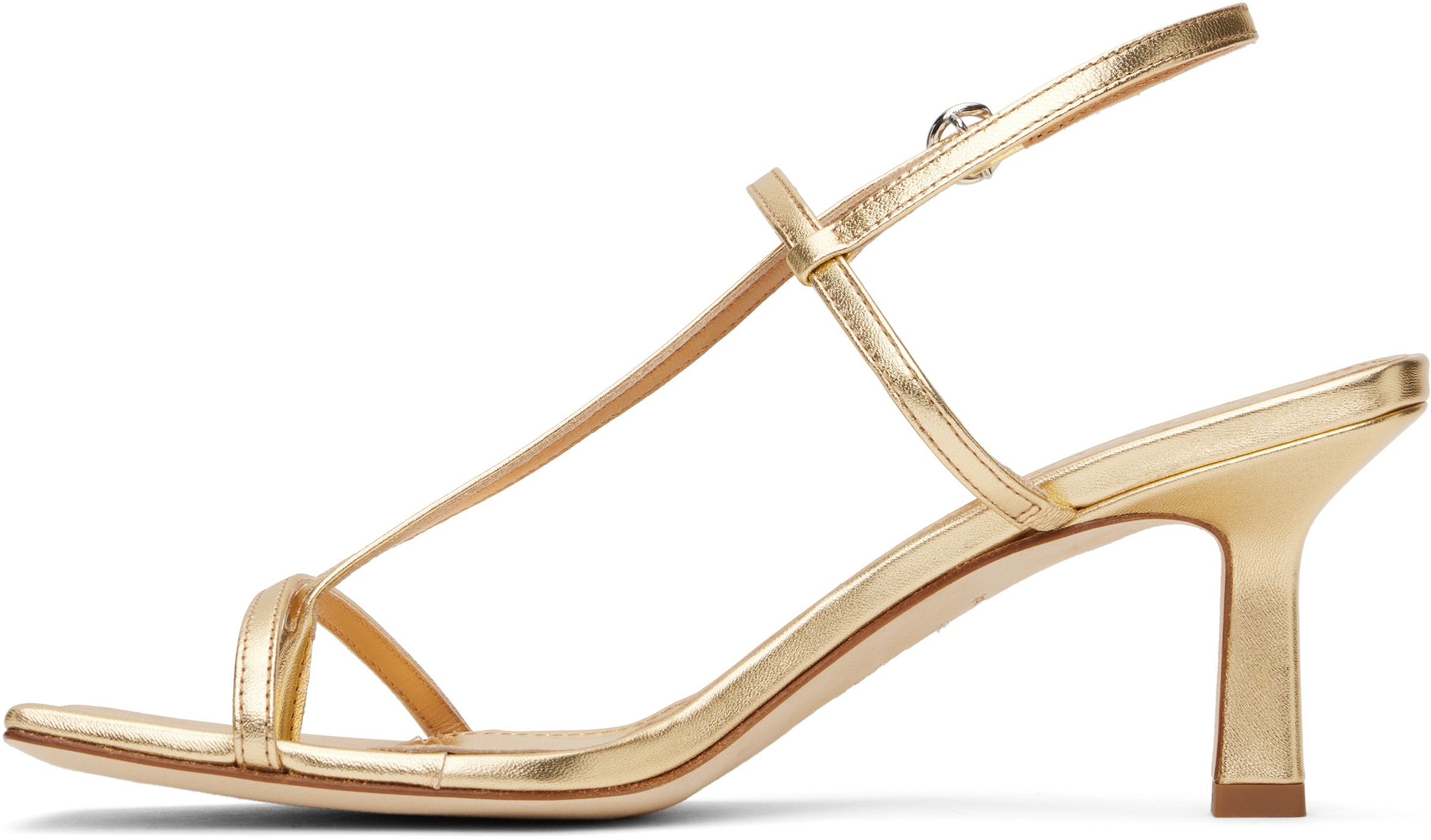 Aeyde Gold Elise Leather Toe-Post Heeled Sandals