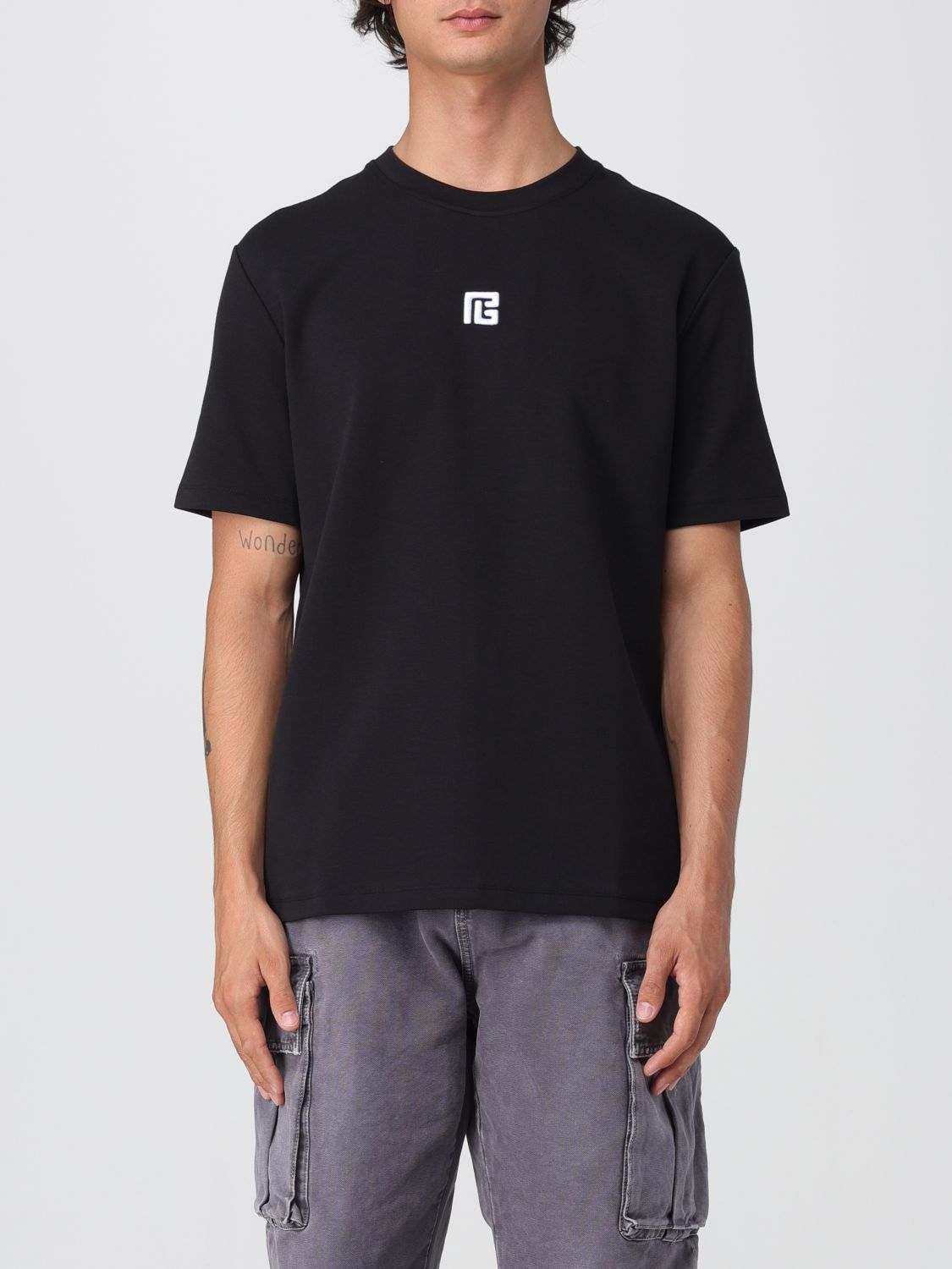 Logo-embroidered crew-neck T-shirt - Black