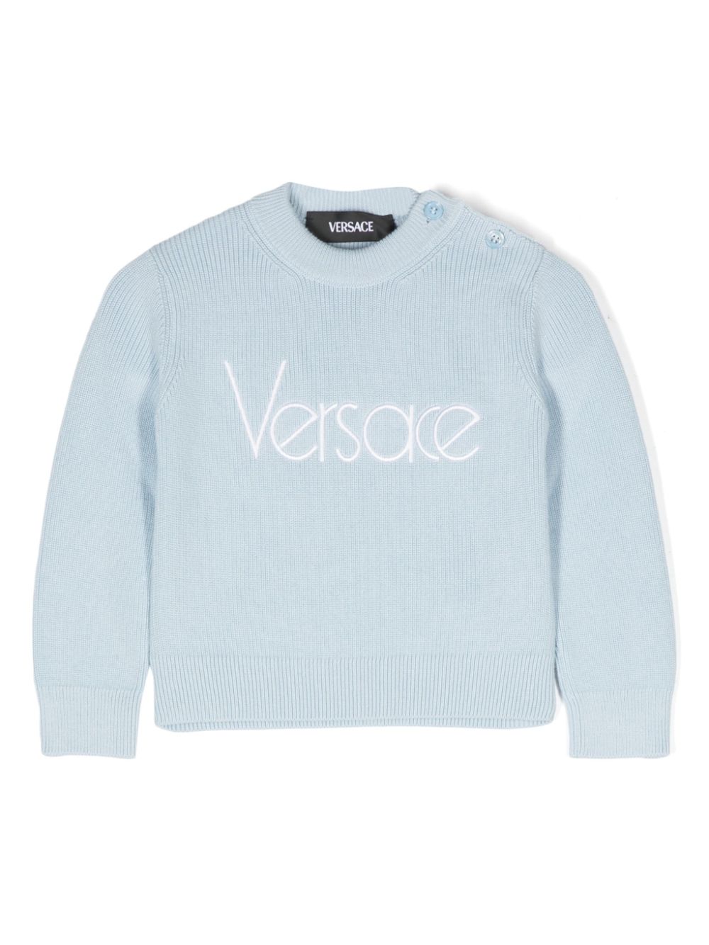 Embroidered-logo knitted jumper - Blue
