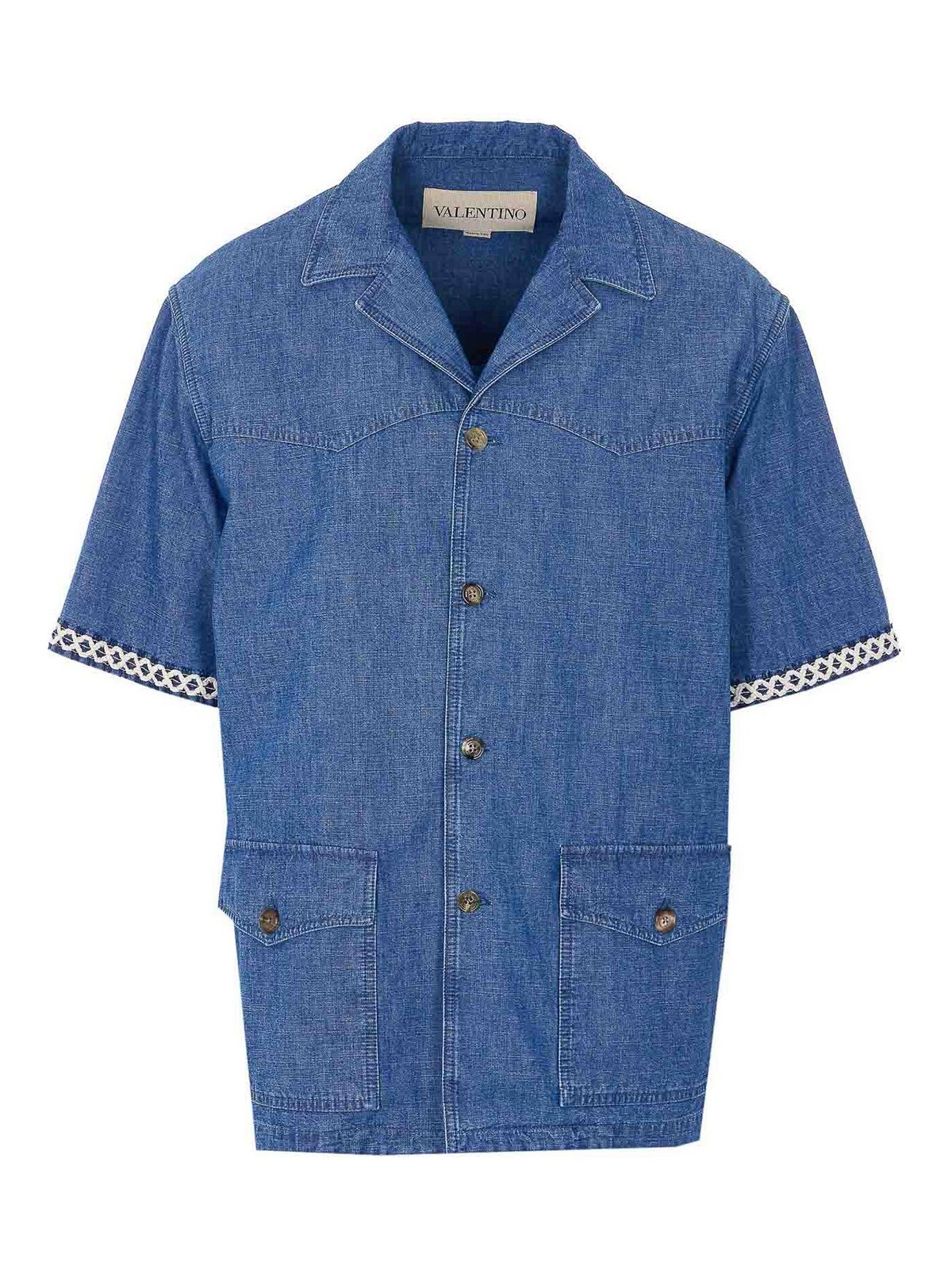 Denim Shirt With Frontal Buttons Closure