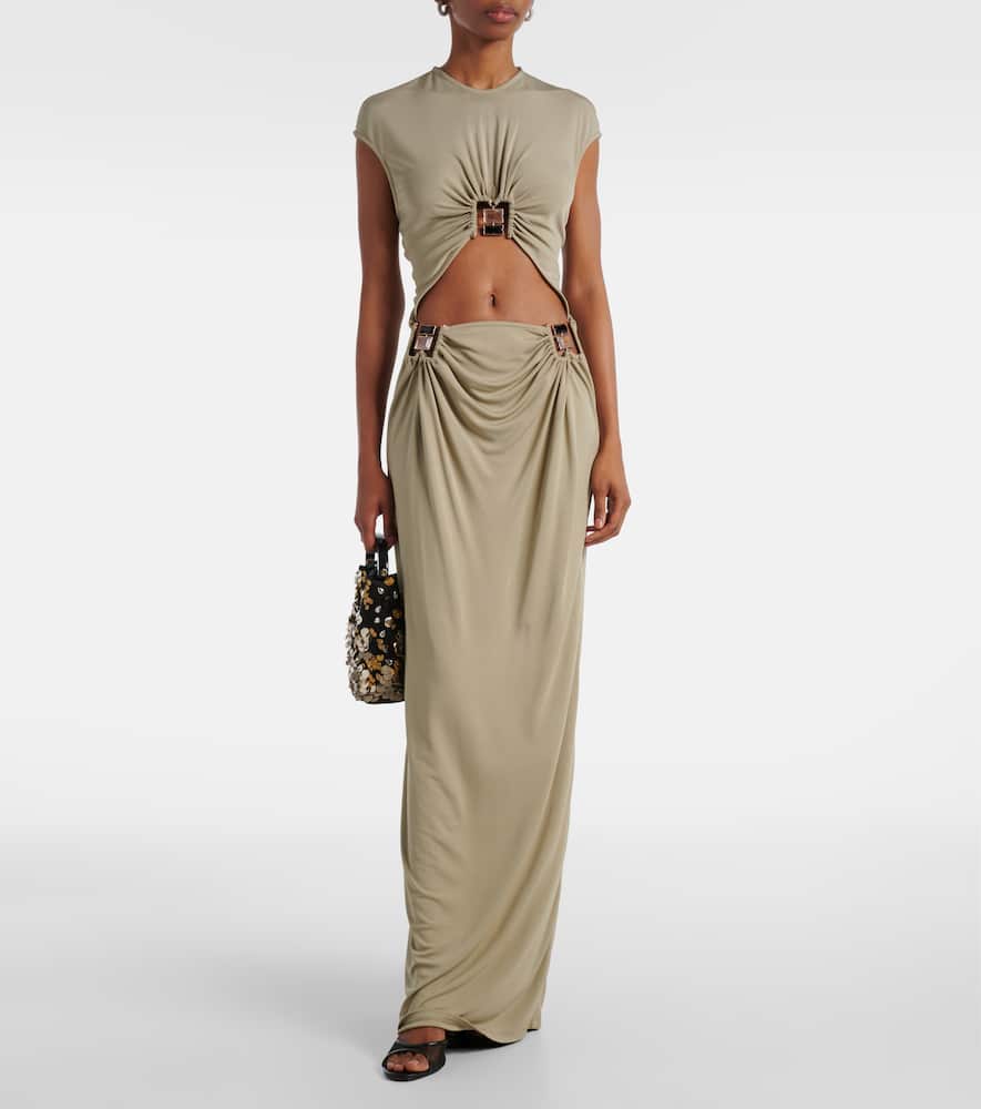 Duo Bezel Quartz jersey maxi dress