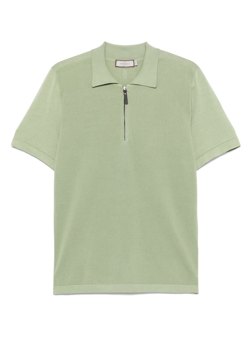 Canali cotton zip-up polo shirt - Green