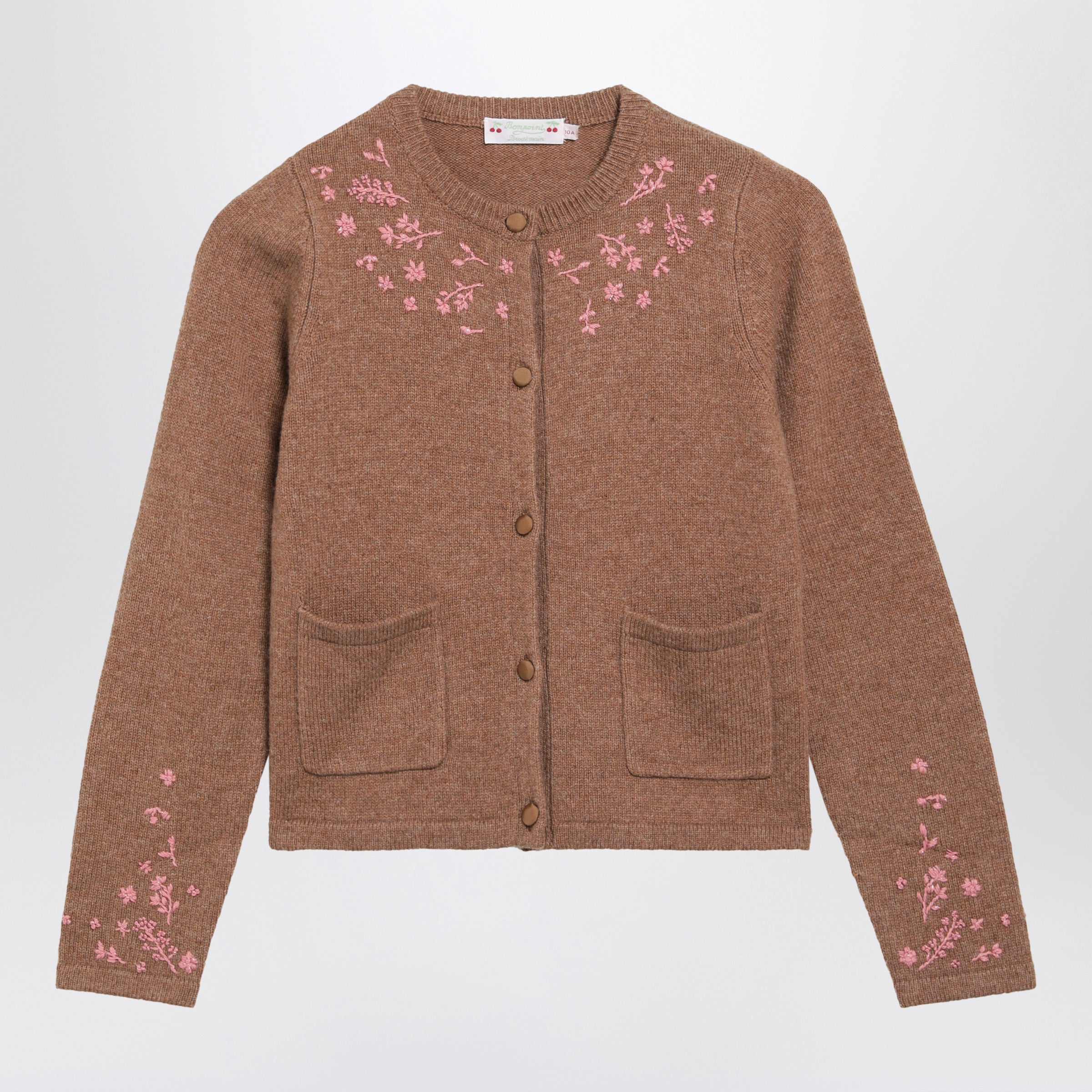 Floral Embroidered Wool-Blend Cardigan