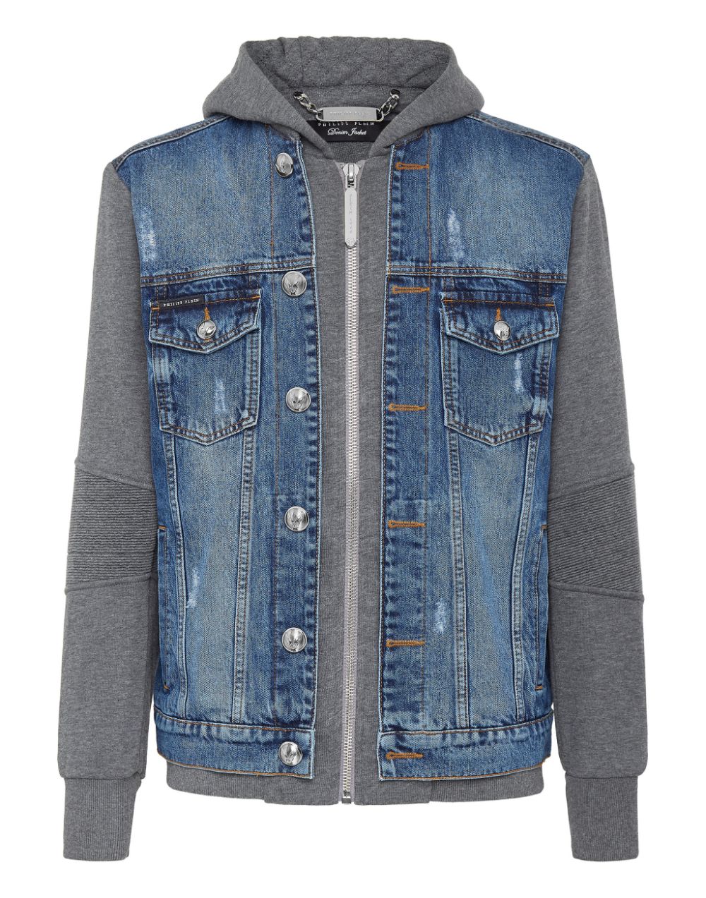 Plein™ hooded denim jacket - Black