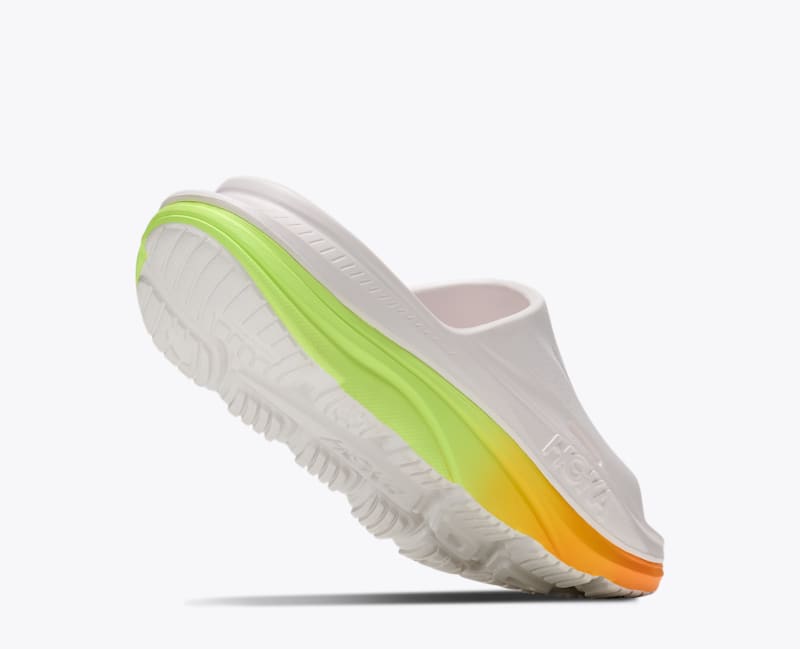 HOKA ORA Recovery Slide 3 Shoes in White/Neon Yuzu