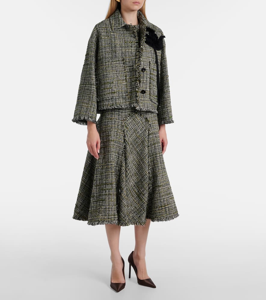 Draped tweed midi dress