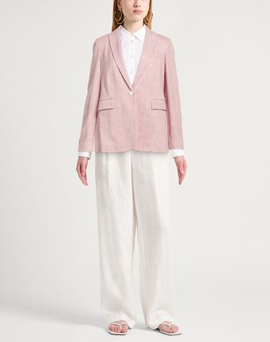 Woman Blazer Pink Size 10 Cotton, Elastane