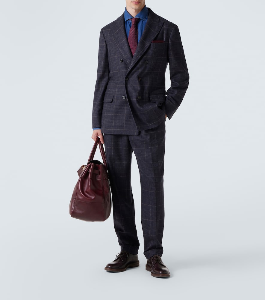 Checked cashmere and wool suit